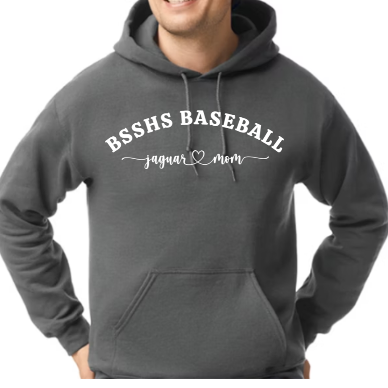 BSSHS Baseball Jaguar Mom Charcoal Hoodie Main Image